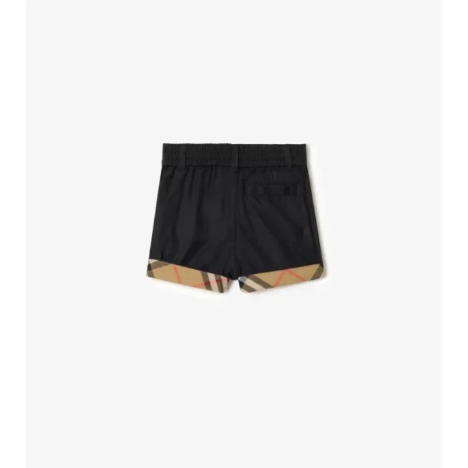 Baumwollshorts mit Karomuster und Umschlag