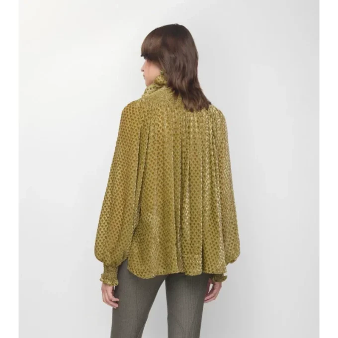 Bluse aus Seidenmisch-Samt mit Fackelmuster