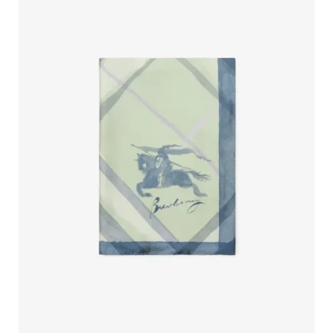 Breiter Seidenschal mit Aquarell-Karomuster