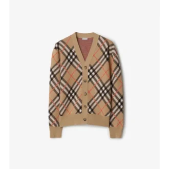 Cardigan aus Woll-Mohair-Mischung mit Karomuster