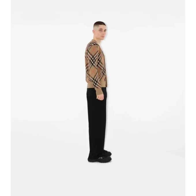Cardigan aus Woll-Mohair-Mischung mit Karomuster
