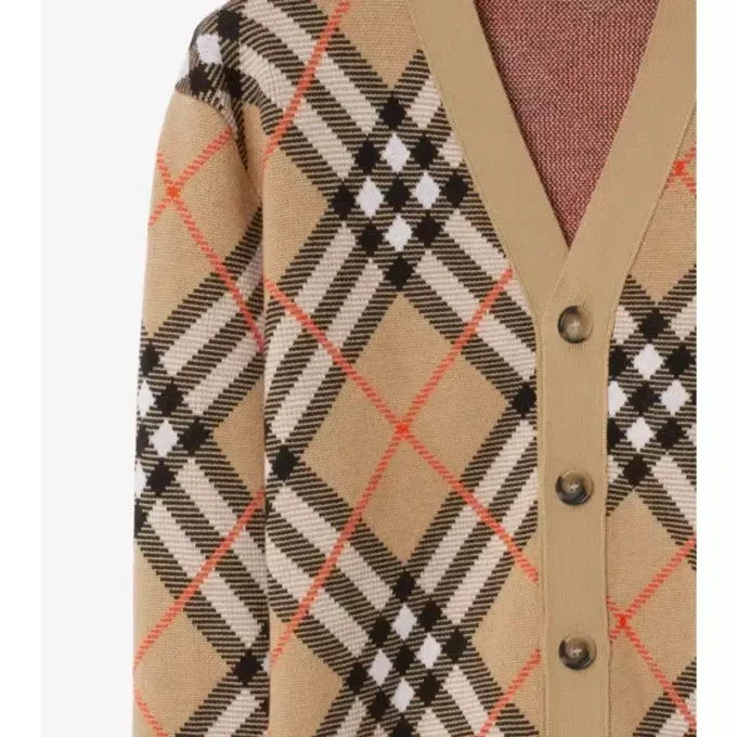Cardigan aus Woll-Mohair-Mischung mit Karomuster