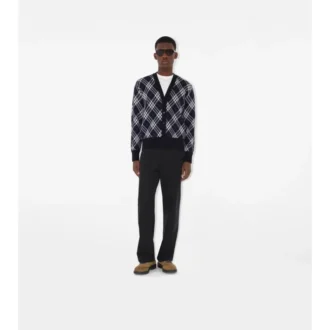 Cardigan aus Wollmischung mit Karomuster
