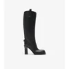 Cavalier-Stiefel mit Absatz aus Leder
