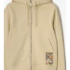 Check Label Baumwoll-Hoodie mit Reißverschluss