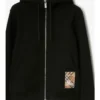 Check Label Baumwoll-Hoodie mit Reißverschluss