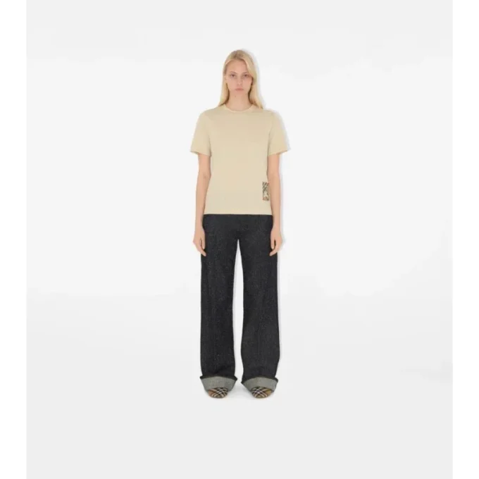 Check Label Baumwoll-T-Shirt