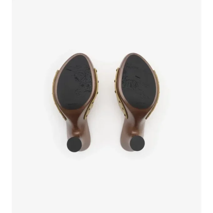 Check Leather Potter Mules 