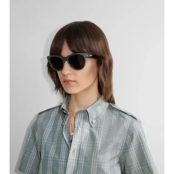 Check-Sonnenbrille mit rundem Rahmen
