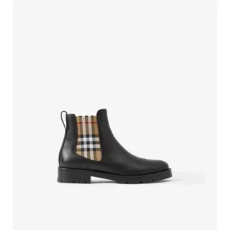 Chelsea-Stiefel mit Karomuster-Einsätzen