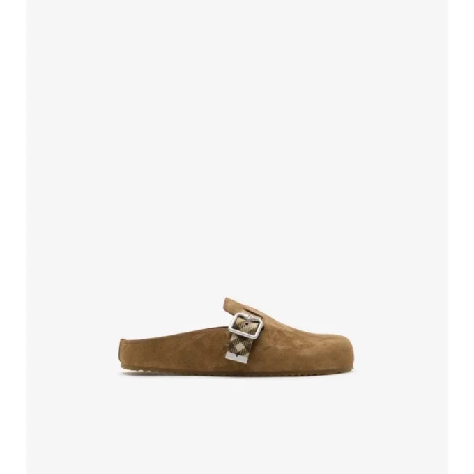 Clogs aus Wildleder mit Karomuster