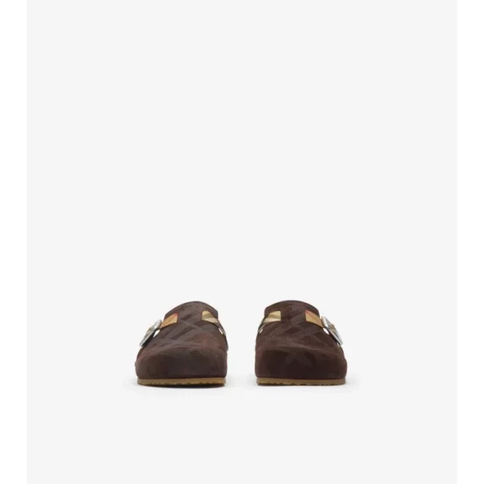 Clogs aus Wildleder mit Karomuster