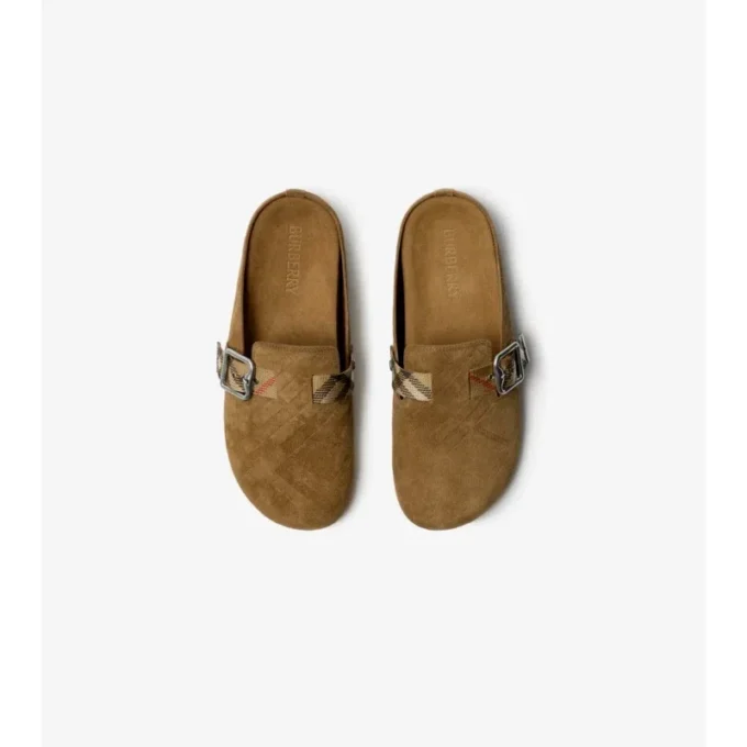Clogs aus Wildleder mit Karomuster