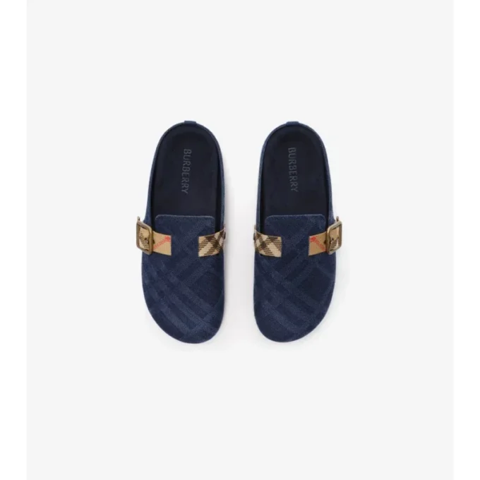 Clogs „Urchin“ aus Denim mit Karomuster