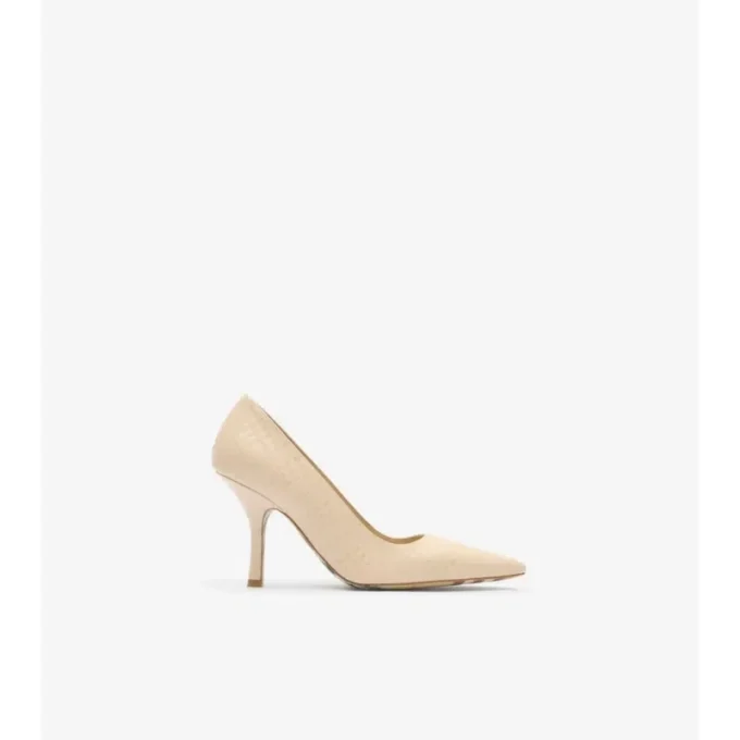 Dame High Pumps aus Leder mit Karomuster