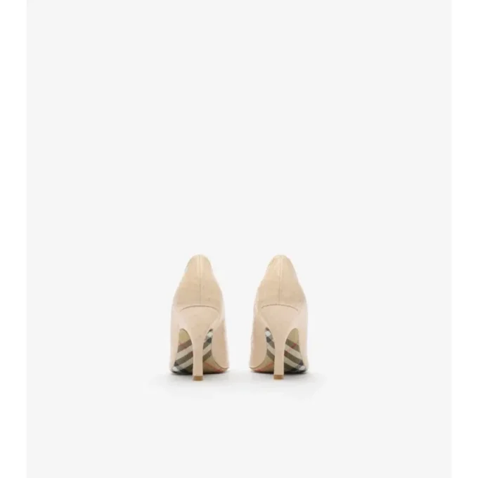 Dame High Pumps aus Leder mit Karomuster