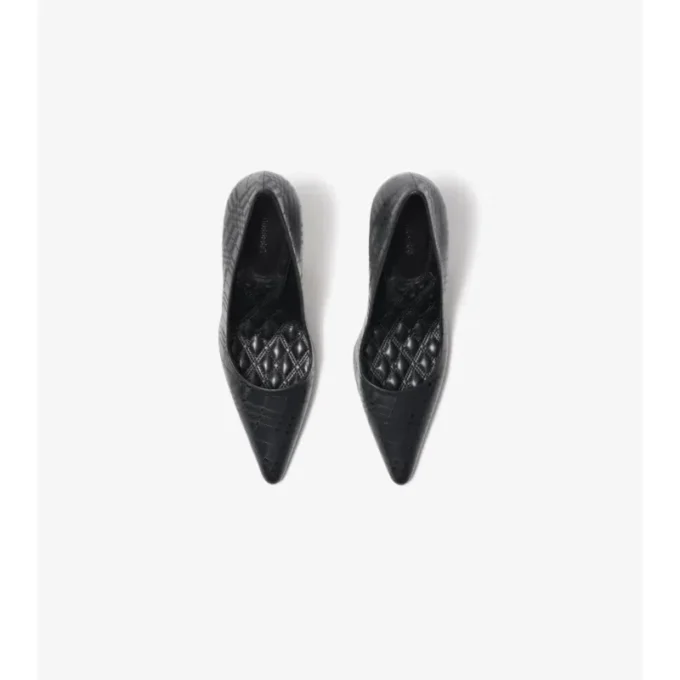 Dame High Pumps aus Leder mit Karomuster