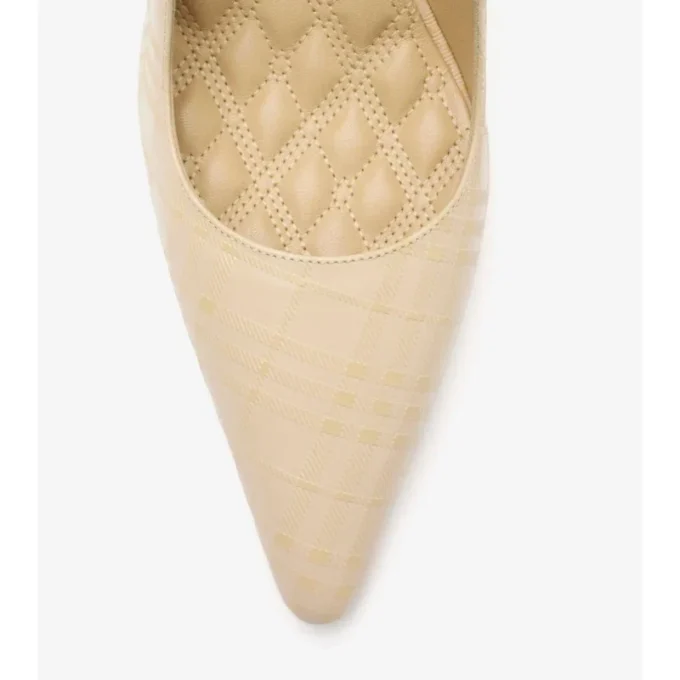 Dame High Pumps aus Leder mit Karomuster