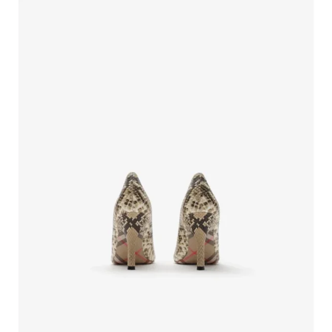 Dame High Pumps aus Leder mit Python-Print 