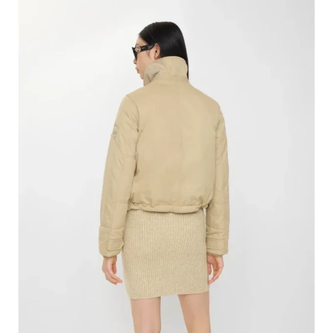 Gabardine-Jacke mit Lammfellkragen