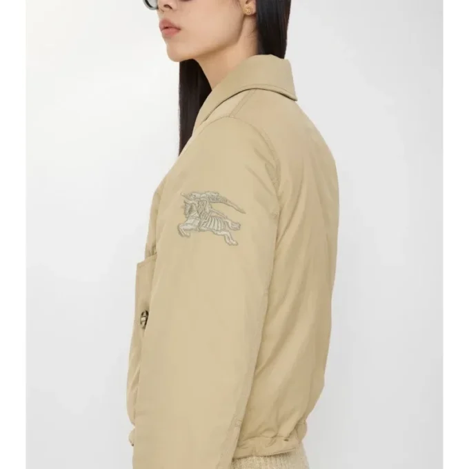 Gabardine-Jacke mit Lammfellkragen