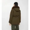 Gabardine-Parka mit Lammfellbesatz