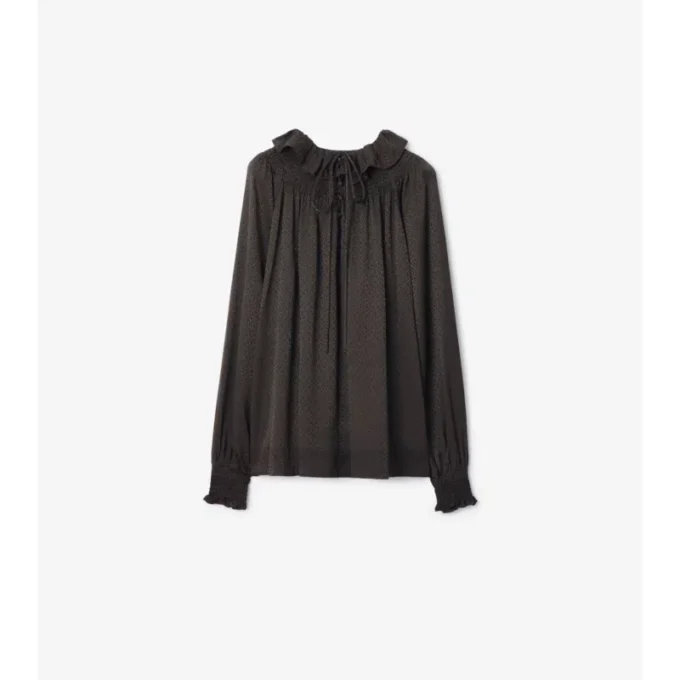 Geometrische Seidenbluse