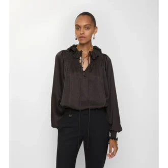 Geometrische Seidenbluse