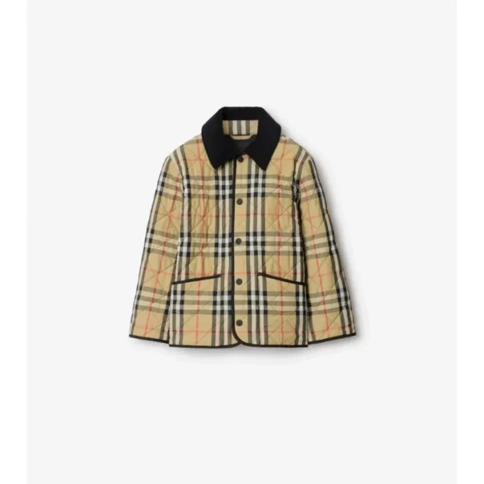 Gesteppte Nylon-Barn-Jacke mit Karomuster