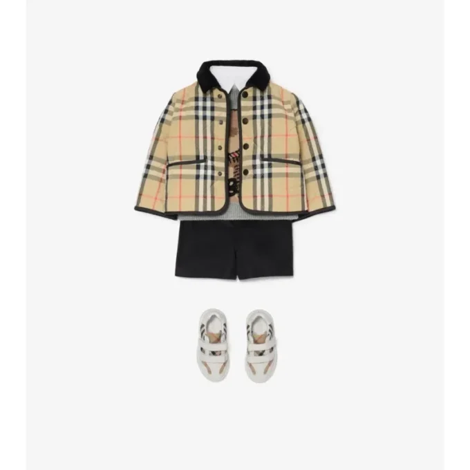 Gesteppte Nylon-Barn-Jacke mit Karomuster
