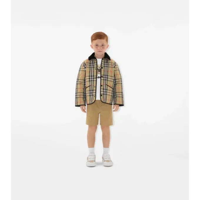 Gesteppte Nylon-Barn-Jacke mit Karomuster