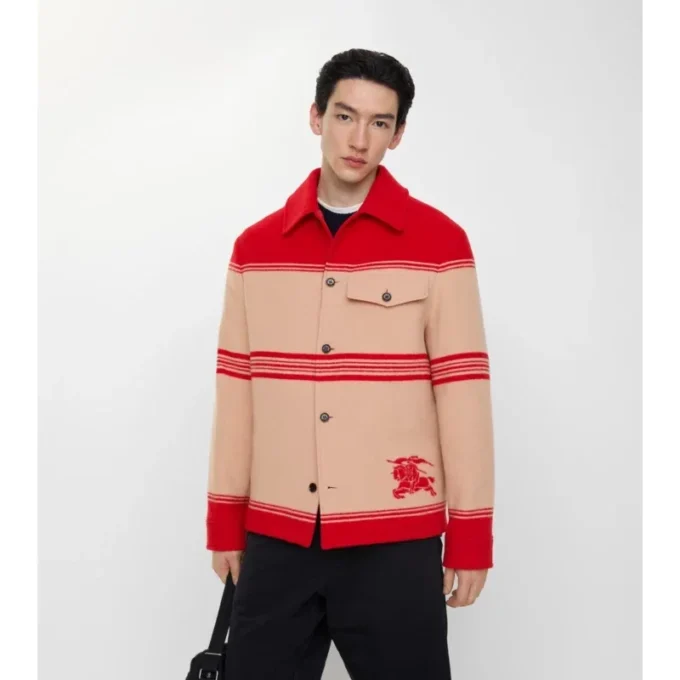 Gestreifte Jacke aus Wolle und Nylon