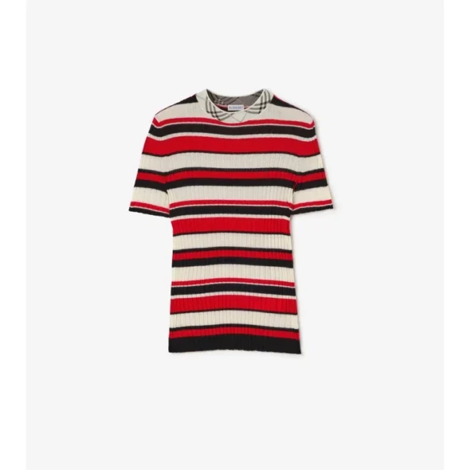 Gestreiftes T-Shirt aus Wolle