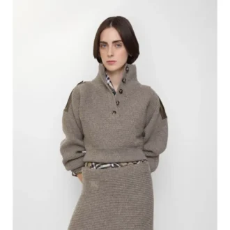 Halbknopf-Pullover aus Wolle