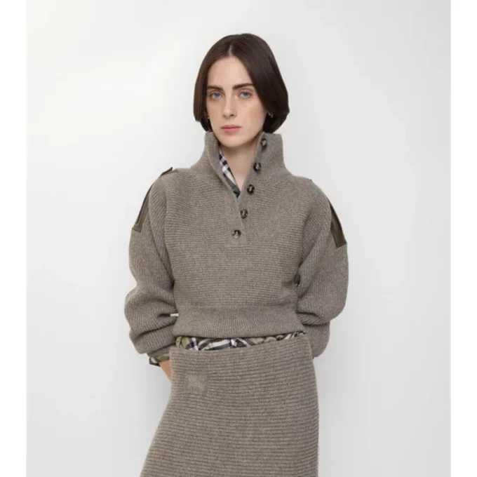 Halbknopf-Pullover aus Wolle