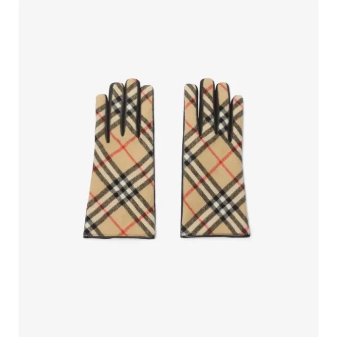 Handschuhe aus Wolle und Kaschmir mit Karomuster