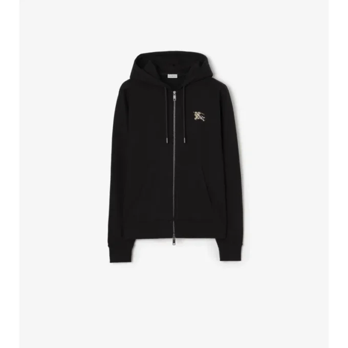 Hoodie aus Baumwolle mit Reiter-Stempel und Reißverschluss