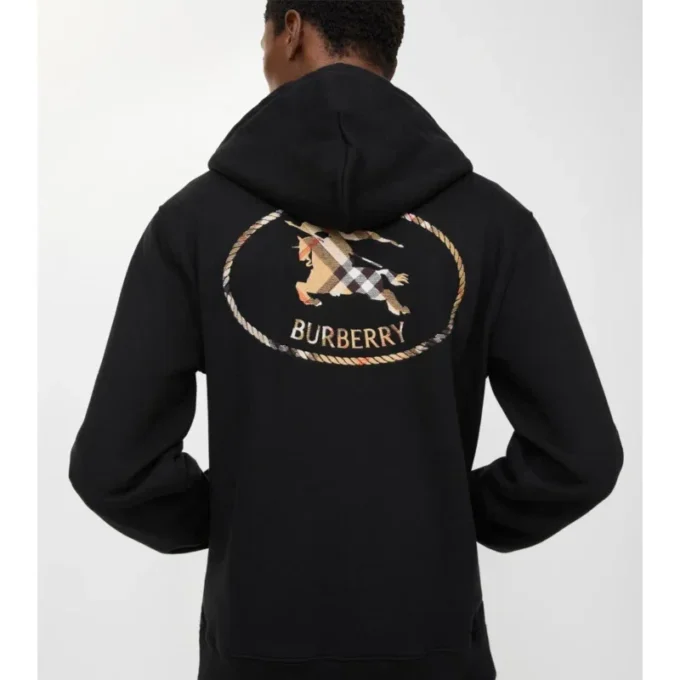 Hoodie aus Baumwolle mit Reiter-Stempel und Reißverschluss