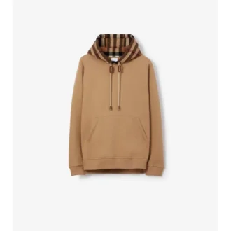 Hoodie aus Baumwollmischung mit Karobordüre