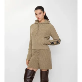 Hoodie aus Wolle und Kaschmir mit Karomuster