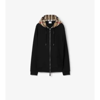 Hoodie mit Reißverschluss aus Baumwolle im Karomuster