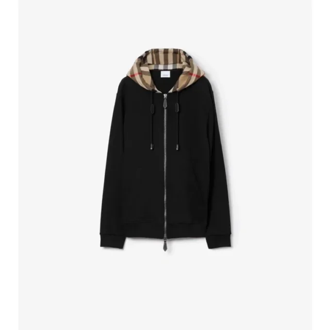 Hoodie mit Reißverschluss aus Baumwolle im Karomuster