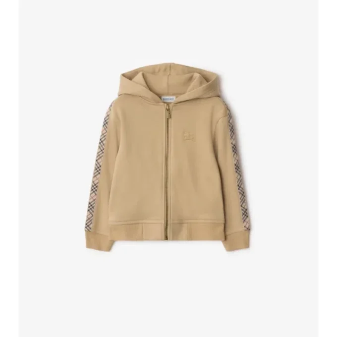 Hoodie mit Reißverschluss aus Baumwolle mit Karomuster