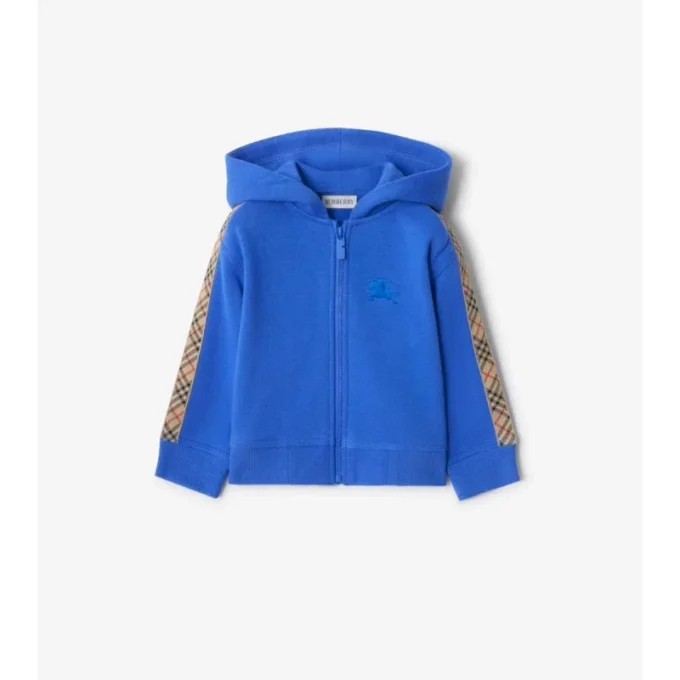 Hoodie mit Reißverschluss aus Baumwolle mit Karomuster