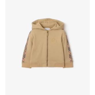 Hoodie mit Reißverschluss aus Baumwolle mit Karomuster