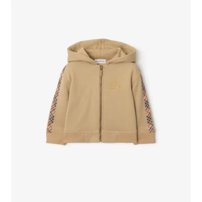 Hoodie mit Reißverschluss aus Baumwolle mit Karomuster