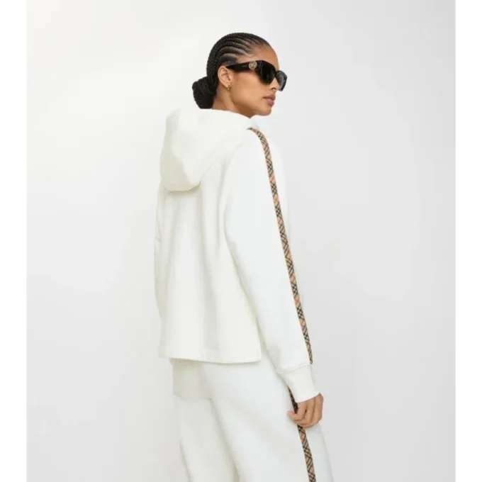 Hoodie mit Reißverschluss und Karobordüre