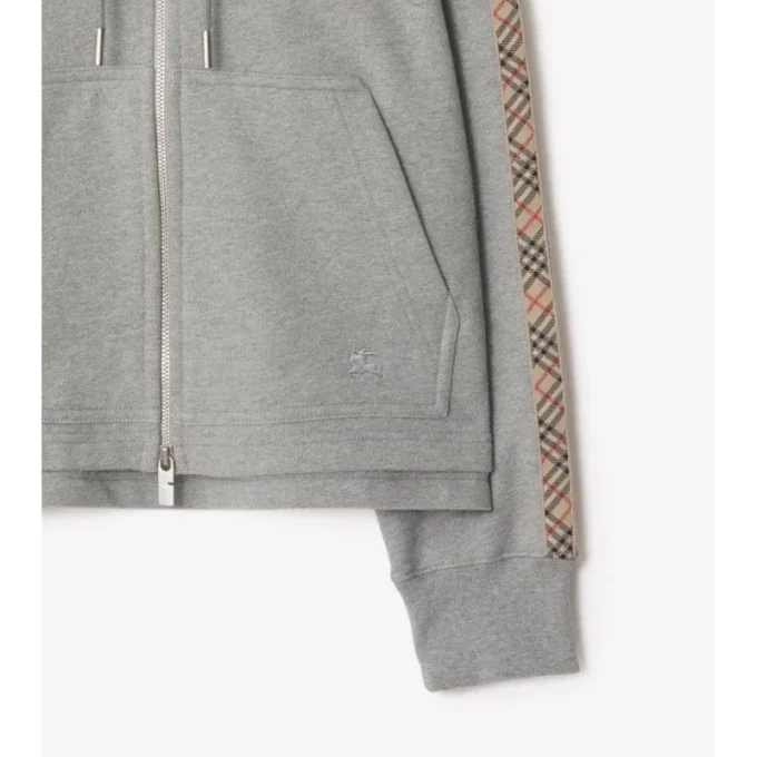 Hoodie mit Reißverschluss und Karobordüre
