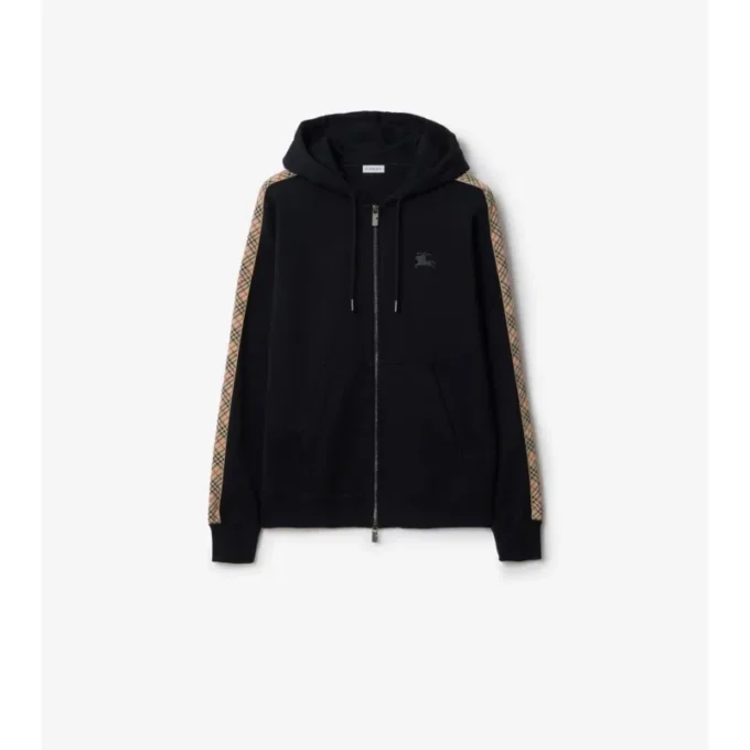 Hoodie mit Reißverschluss und Karomuster aus Baumwolle