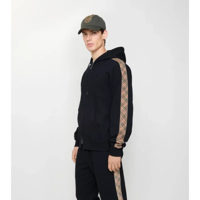 Hoodie mit Reißverschluss und Karomuster aus Baumwolle